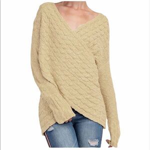 YOINS Sweaters Irregular Hem Cross Front Sexy